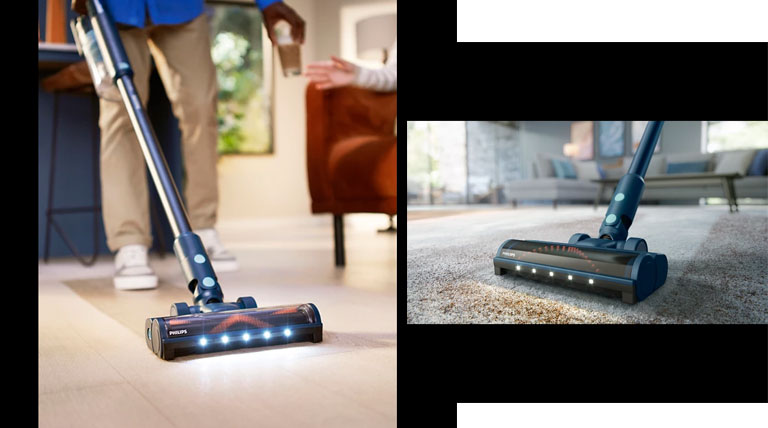 جارو شارژی بی‌سیم فیلیپس مدل XC5041، راه‌حلی عالی برای نظافت موثر و آسان در منزل است! با توان مکش بالا و طراحی بی‌سیم، تمیز کردن سریع و آسان را تجربه کنید. این جارو بسیار سبک و قابل حمل است و برای هر نقطه از خانه ایده‌آل است. با جارو کردن کارهای خود را بهینه کنید و از نظافت لذت ببرید. این دستگاه انتخاب هوشمندی برای خانه‌هایی است که به دنبال نظافت کامل هستند. با عملکرد قدرتمند در کف‌های نرم و سخت تا 60 دقیقه شارژ، این جارو برای همه سطوح بسیار مناسب است و با تکنولوژی PowerCyclone 10 دارای مکش قدرتمند و بسیار کارآمد است. جارو شارژی فیلیپس مدل XC5041 دارای نازل TriActive Multi LED برای شستشوی کف‌ها با انواع مختلف، که در تنظیمات اکو تا 60 دقیقه و در تنظیمات توربو تا 15 دقیقه برقرار است. همچنین این دستگاه شامل ماژول Aqua برای تمیز کردن با آب نیز می‌باشد. موتور دیجیتال PowerCyclone 10 و PowerBlade با هم هماهنگی کرده‌اند تا جریان هوای بسیار قوی ایجاد کنند (تا 840 لیتر در دقیقه) و همزمان انرژی را صرفه‌جویی کنند. این دستگاه باعث جمع آوری کامل گرد و غبار و کثیفی در کف‌های نرم و سخت می‌شود. نازل TriActive Multi LED در این جارو به صورت سه‌گانه طراحی شده است تا 99.9٪ از ذرات گرد و غبار را در یک حرکت تمیز کند. این دستگاه توانایی جذب گرد و غبار بسیار خوبی را دارد و ذرات ریز گرد و غبار را نیز شناسایی می‌کند و شما را در تمیز کردن بهتر راهنمایی می‌کند. همچنین این دستگاه توانایی جمع آوری ذرات بزرگ‌تر و موها را نیز دارد. نازل این دستگاه به لبه‌ها و گوشه‌های کف نزدیک شده و تمیزی آنجا را فراهم می‌کند. جاروشارژی فیلیپس مدل Philips XC5041/61