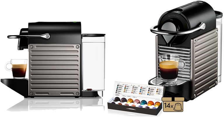 نسپرسوساز دلونگی مدل NESPRESSO PIXIE رنگ تیتانیوم